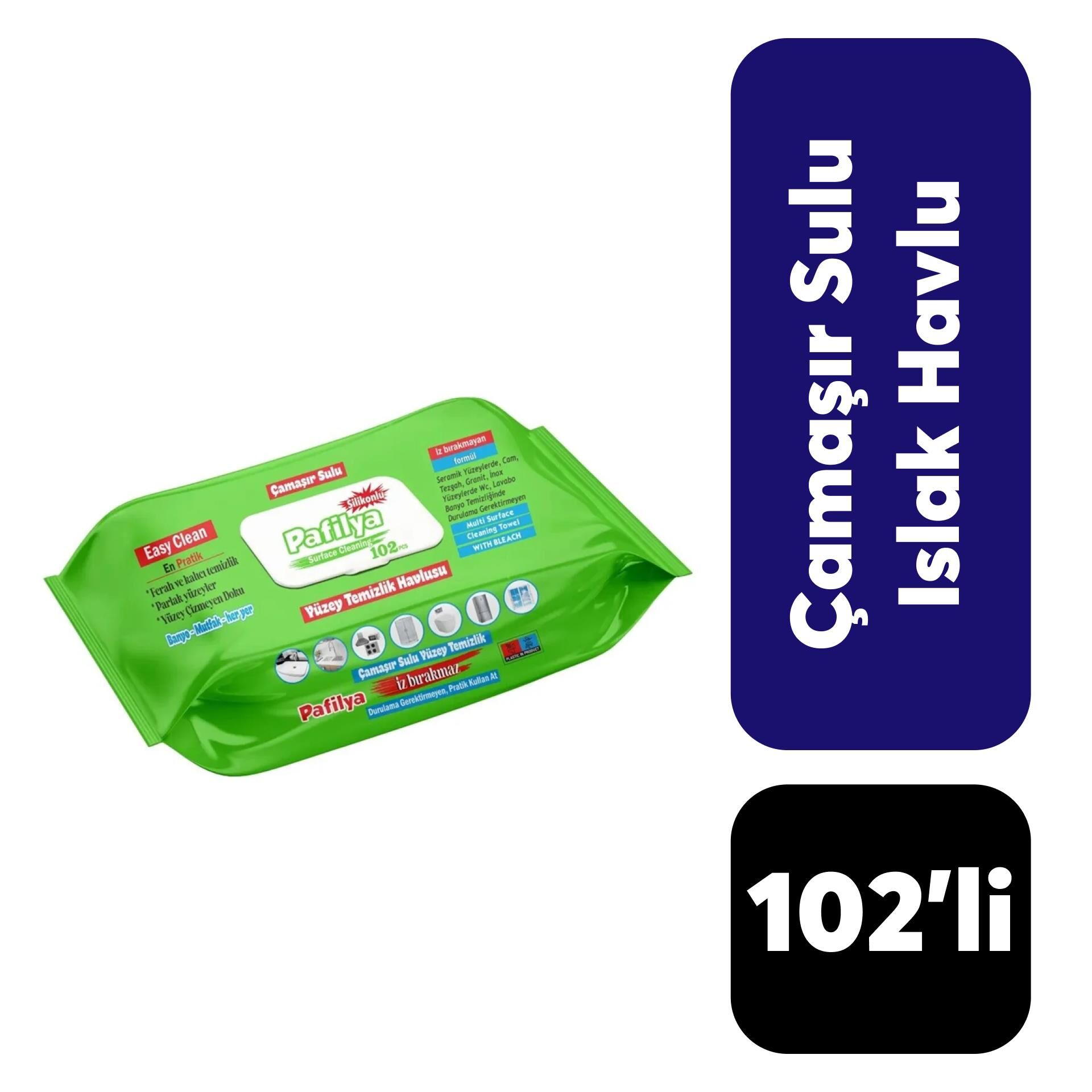 Islak Yüzey Temizlik Havlusu Pafilya 102'li Çamaşır Sulu