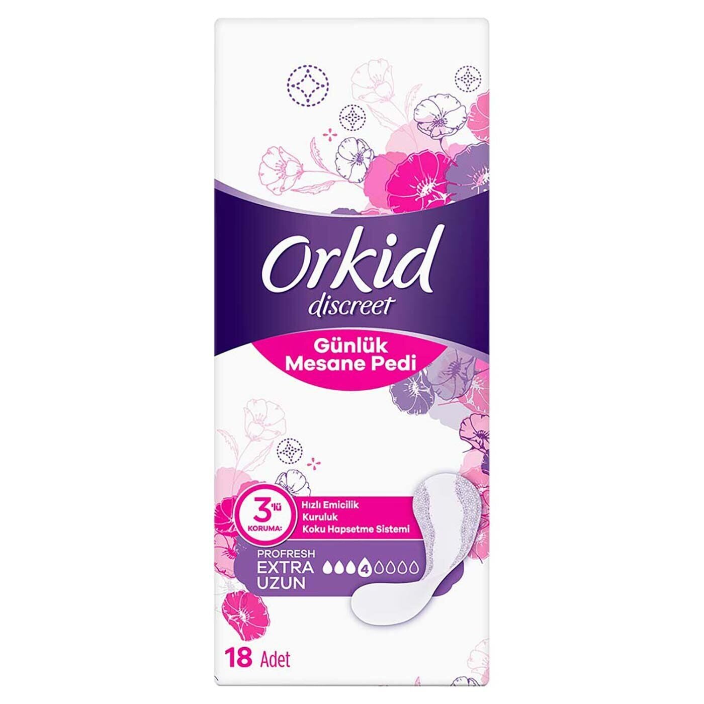 Orkid Mesane Pedi Ekstra Uzun Süper Ekonomik Paket 18 Ped