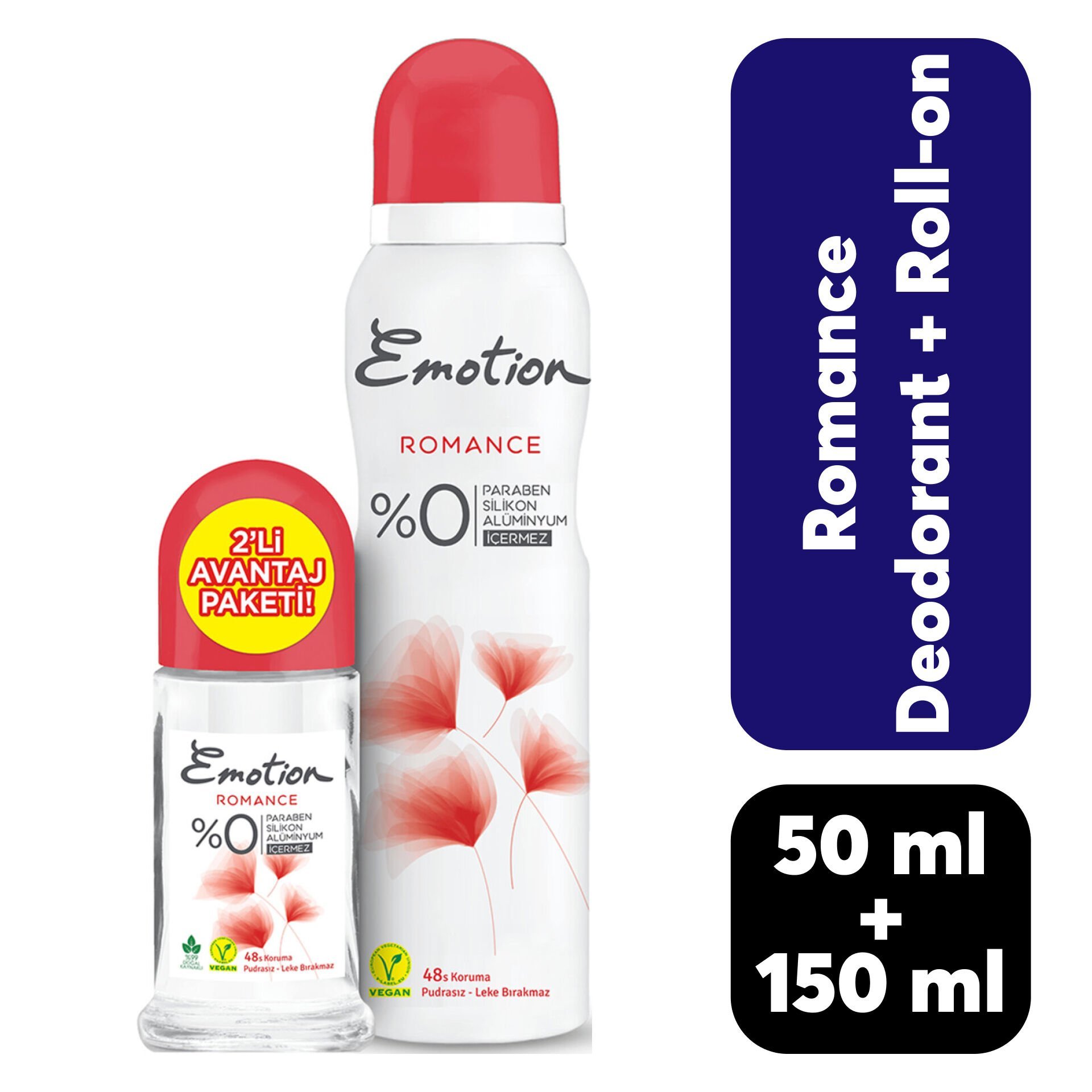 Kofre Emotion Kadın Deodorant 150 ml + Roll-On 50 ml Romance