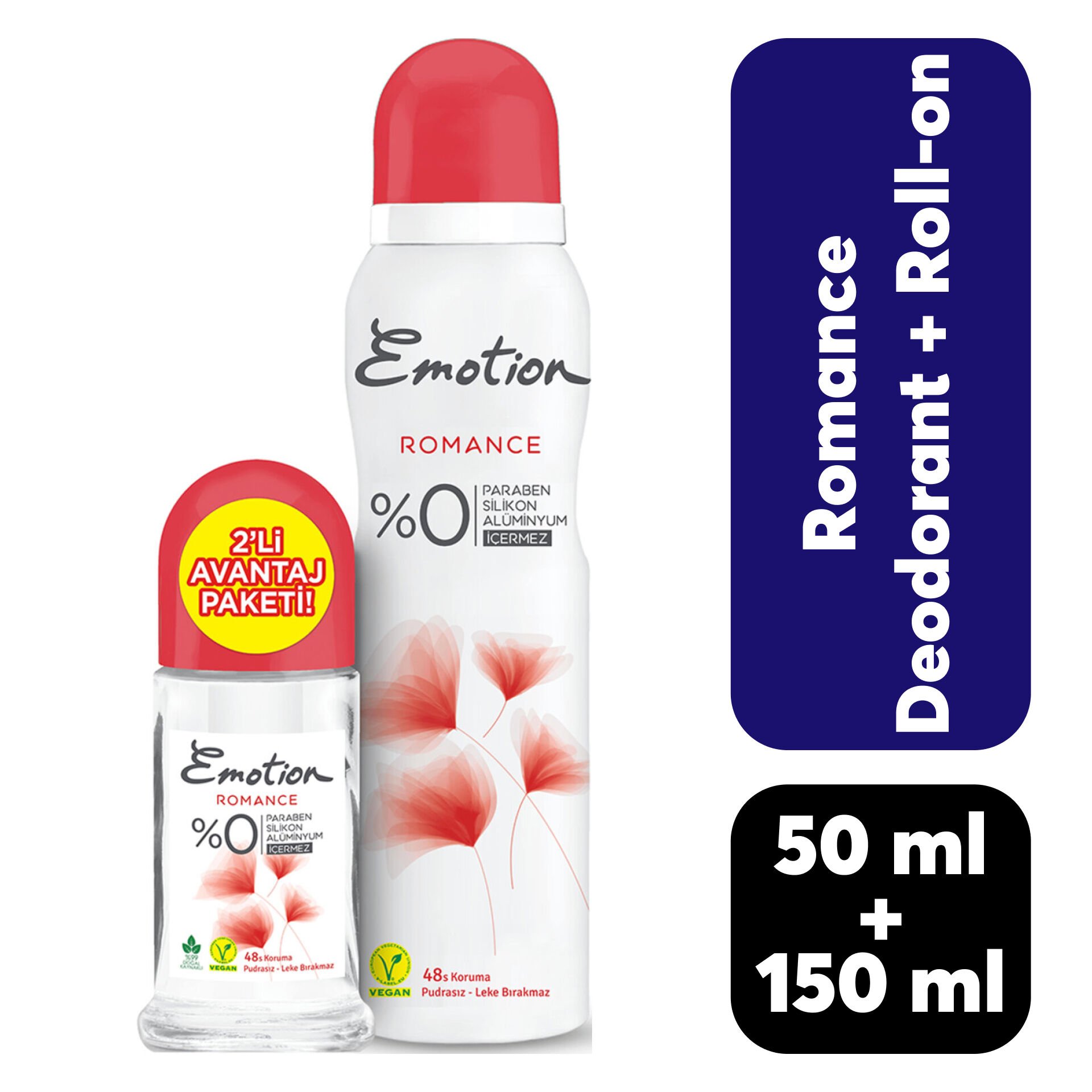 Kofre Emotion Kadın Deodorant 150 ml + Roll-On 50 ml Romance