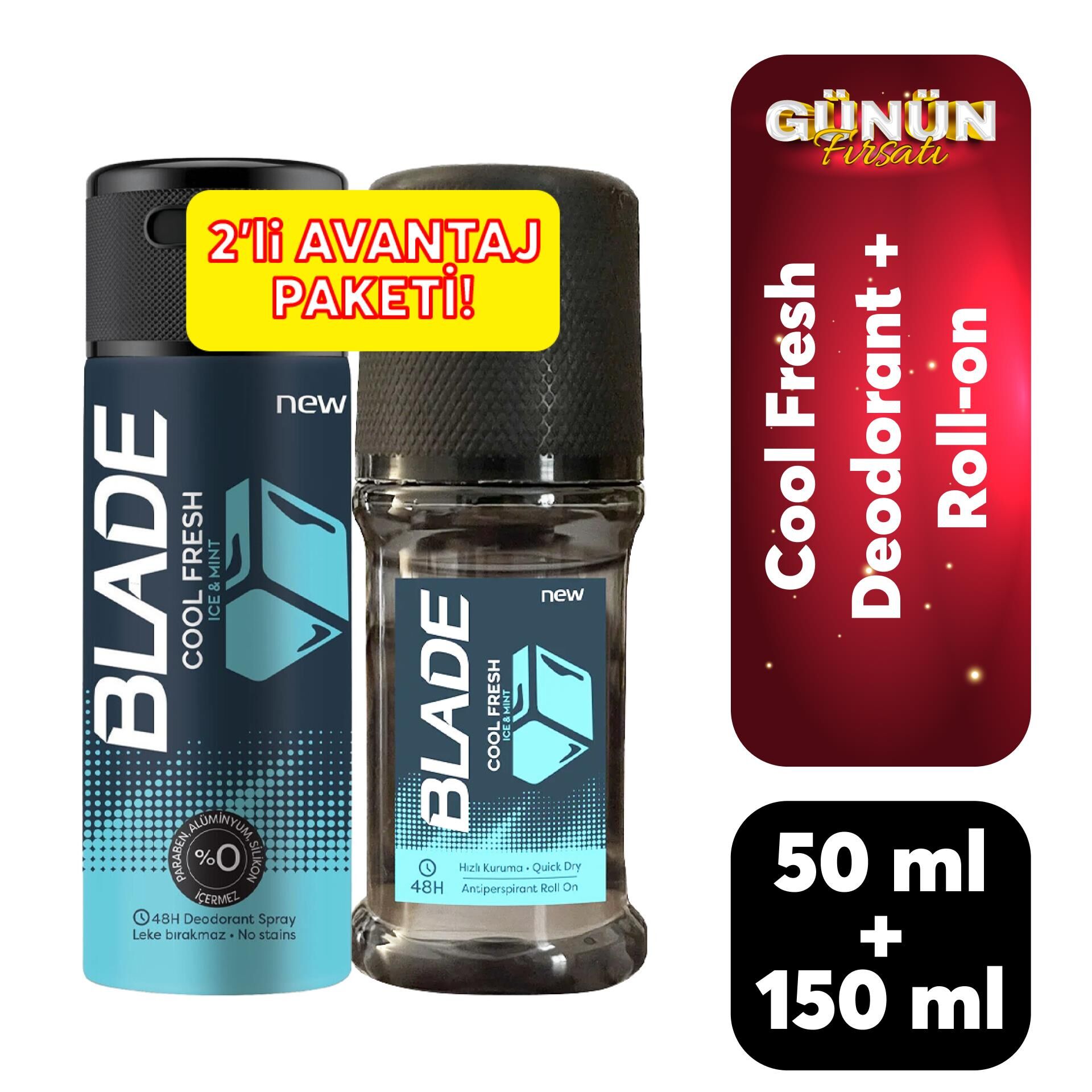 Kofre Erkek Blade Deodorant 150 ml + Roll-On 50 ml Cool Fresh