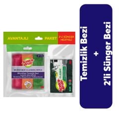 Scotch Brite Temizlik Bezi 3'lü Mikrofiber + 2'li Sünger