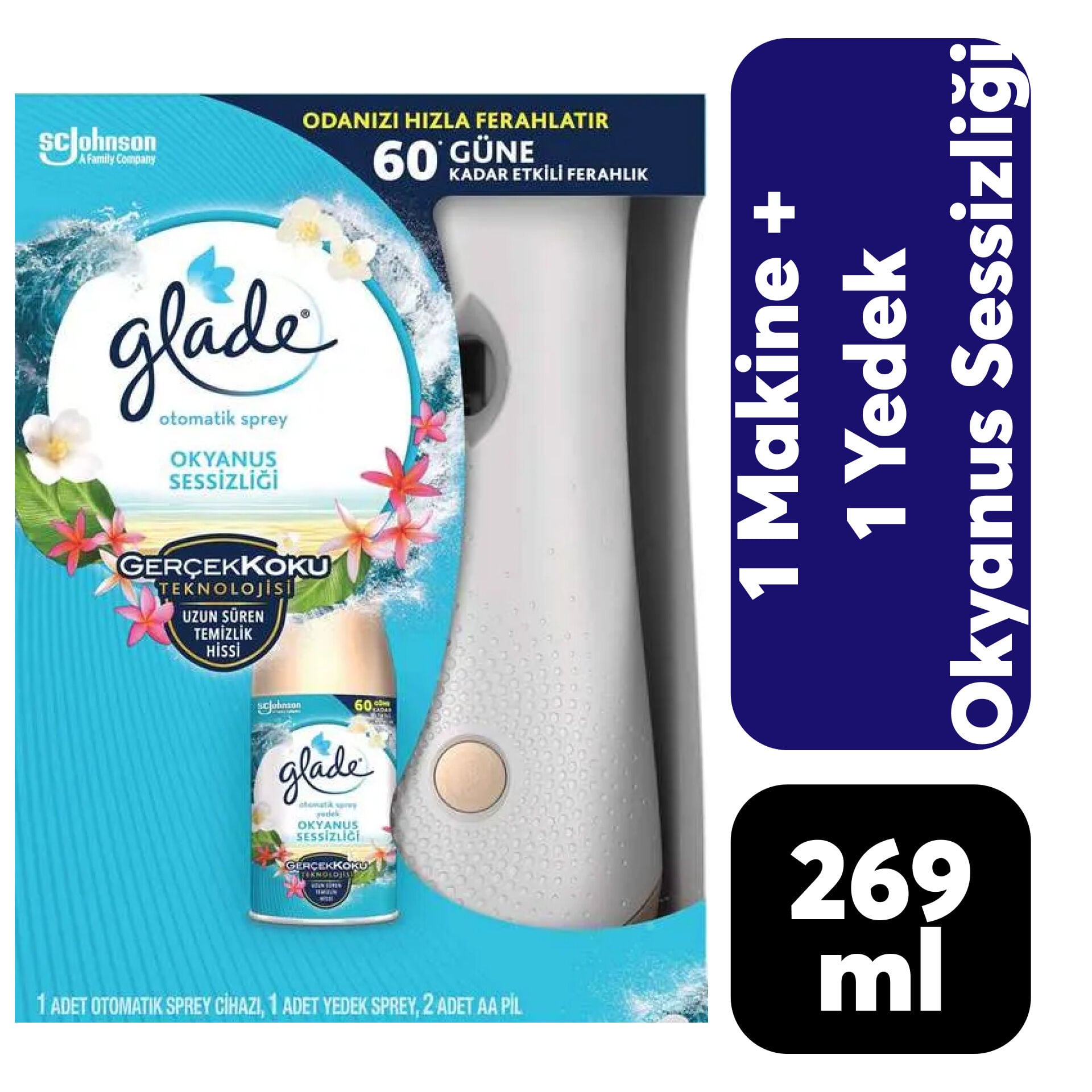 Koku Makine + Yedek Sprey Glade 269 ml Okyanus