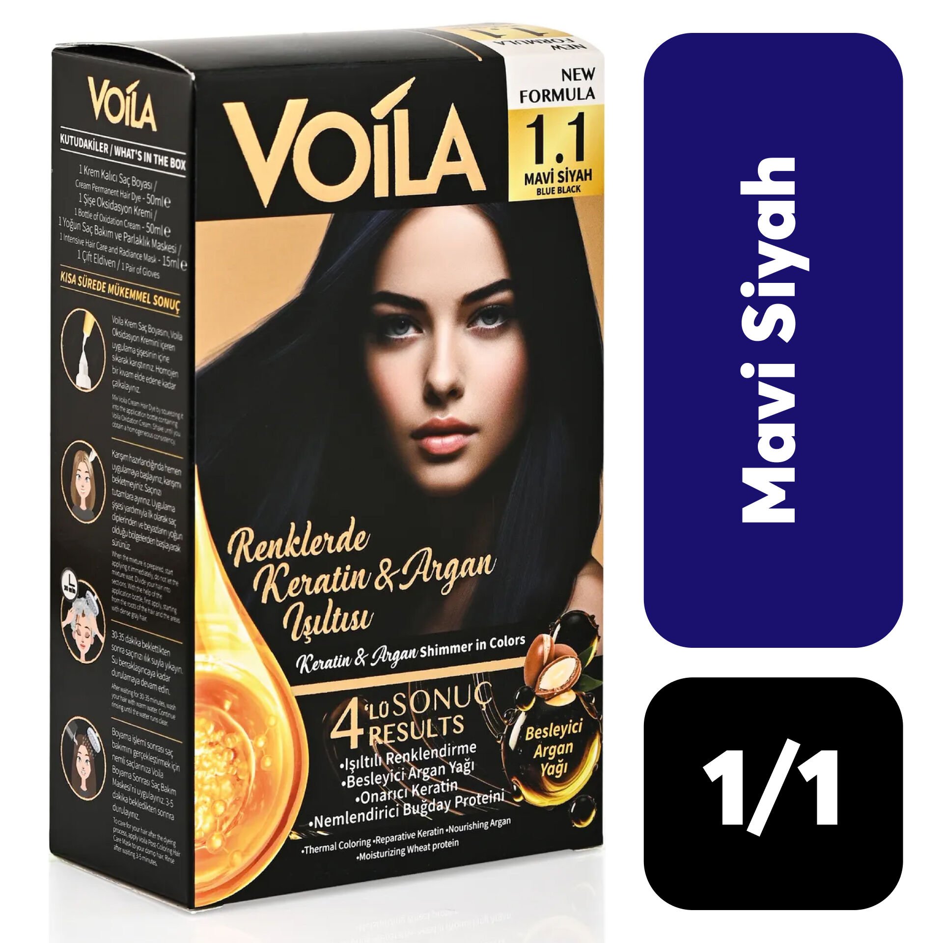 Voila .1/1 Mavi Siyah