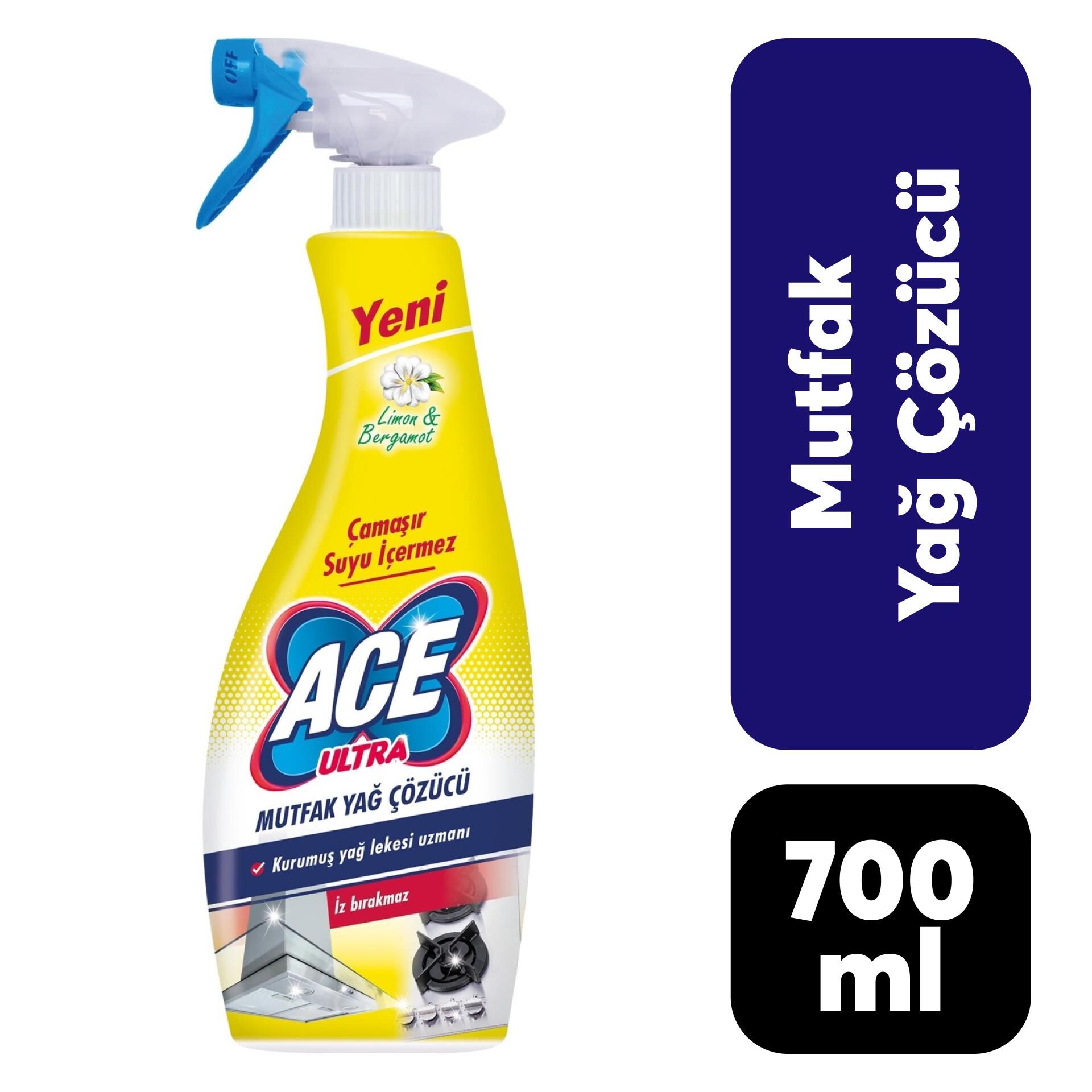 Ace Sprey Mutfak Yağ Çözücü 700 ml Limon ve Bergamot
