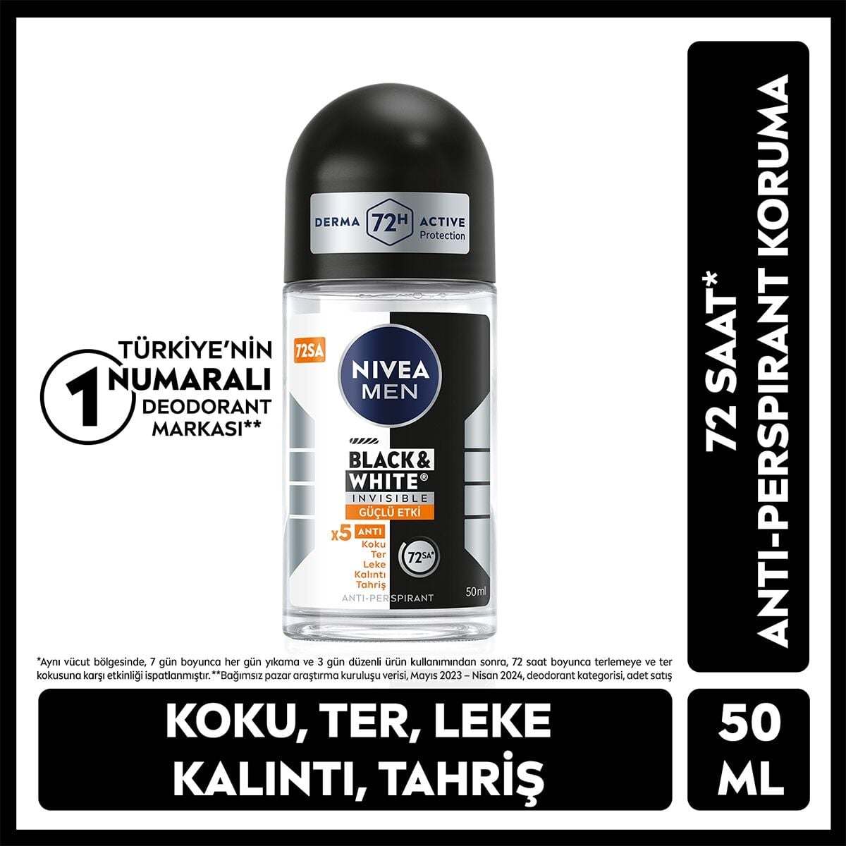 Nivea Roll-On Erkek 50 Ml B&W Güçlü Etki