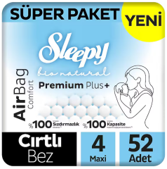 Sleepy Bio Natural Premium Plus Airbag Comfort 4 Numara Maxi 52'li Bebek Bezi