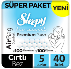 Sleepy Bio Natural Premium Plus Airbag Comfort 5 Numara Junior 40'lı Bebek Bezi