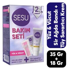 Sesu Tüy Sarartıcı Krem 35 gr + 18 gr & Yüz Ağda Bandı
