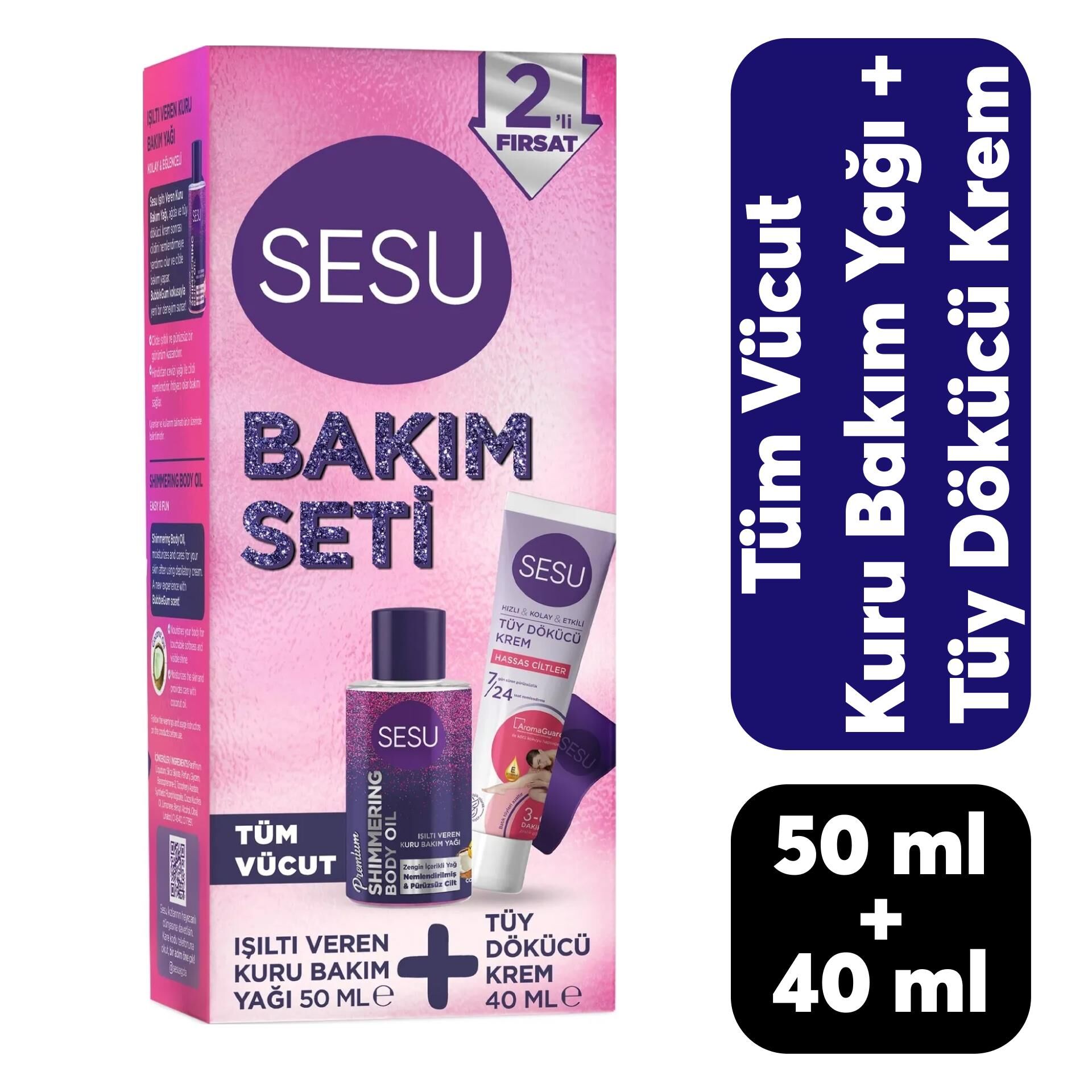 Sesu Tüy Dökücü Krem 40 ml & Kuru Bakım Yağı 50 ml