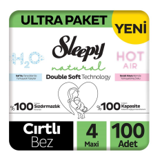 Sleepy Natural Double Soft Ultra Paket Bebek Bezi 4 Numara Maxi 100 Adet