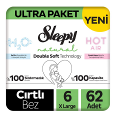 Sleepy Natural Double Soft Ultra Paket Bebek Bezi 6 Numara Xlarge 62 Adet