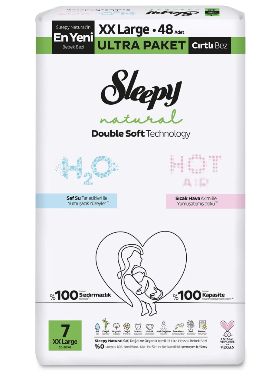 Sleepy Natural Bebek Bezi Double Soft Ultra 7 Beden XXL 48 Adet