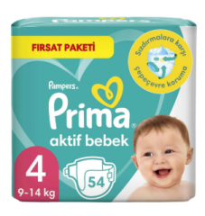 Bebek Bezi Prima Fırsat 4 Numara 9-14 Kg 54'lü***