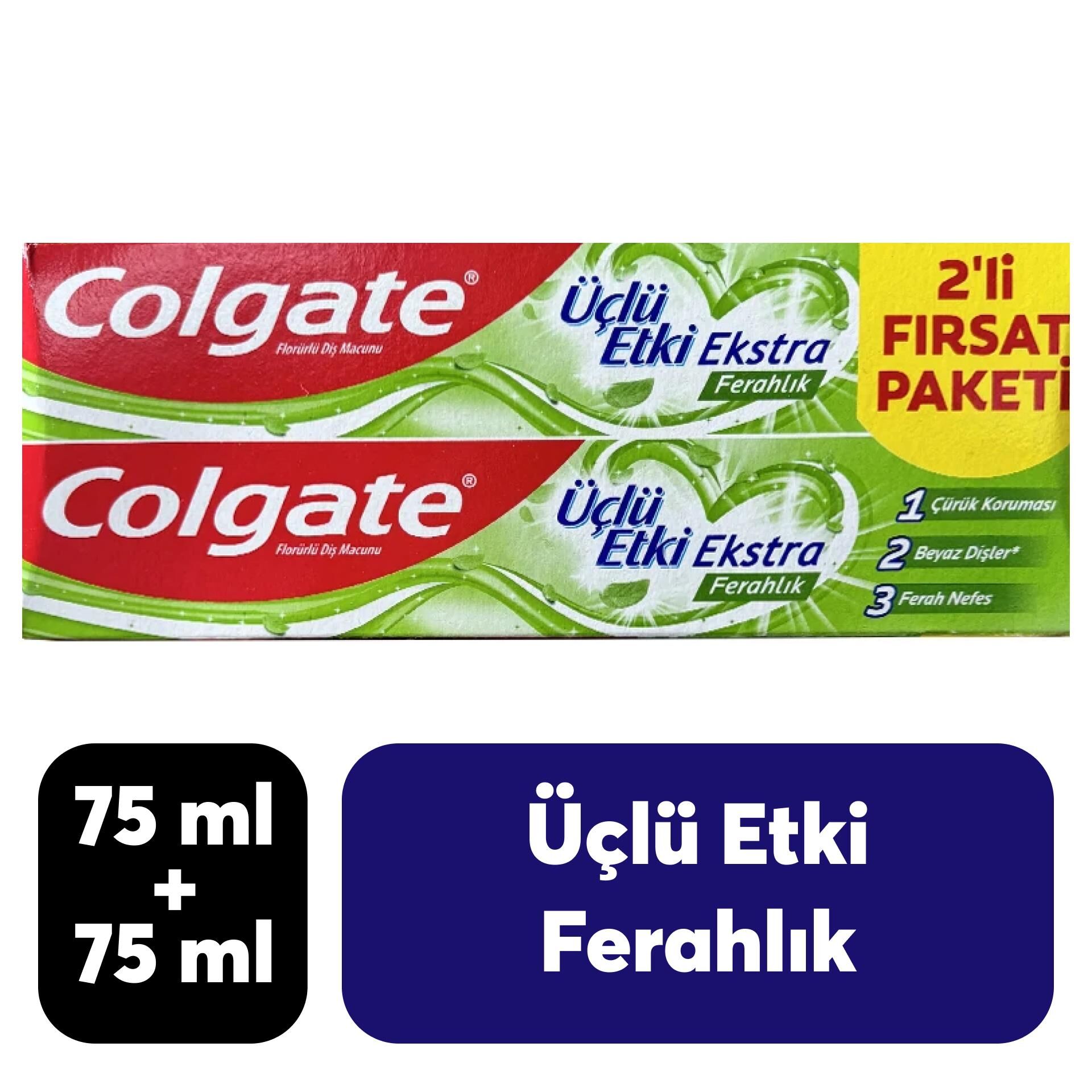 Diş Macunu Colgate 75 + 75 ml Üç Etki Extra Ferah