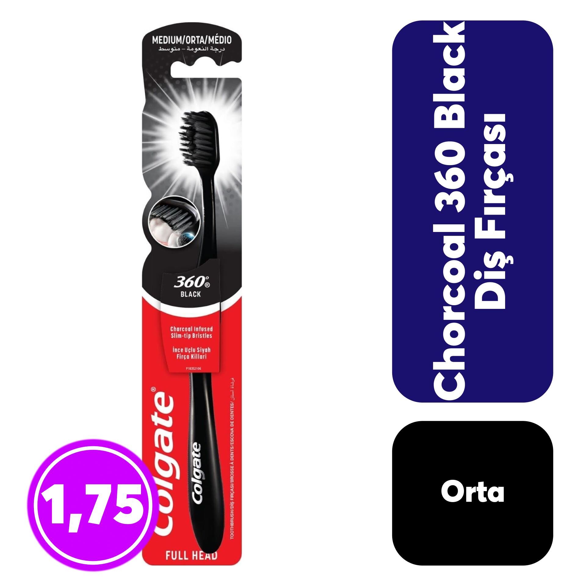 Diş Fırçası Colgate 360 Charcoal Siyah