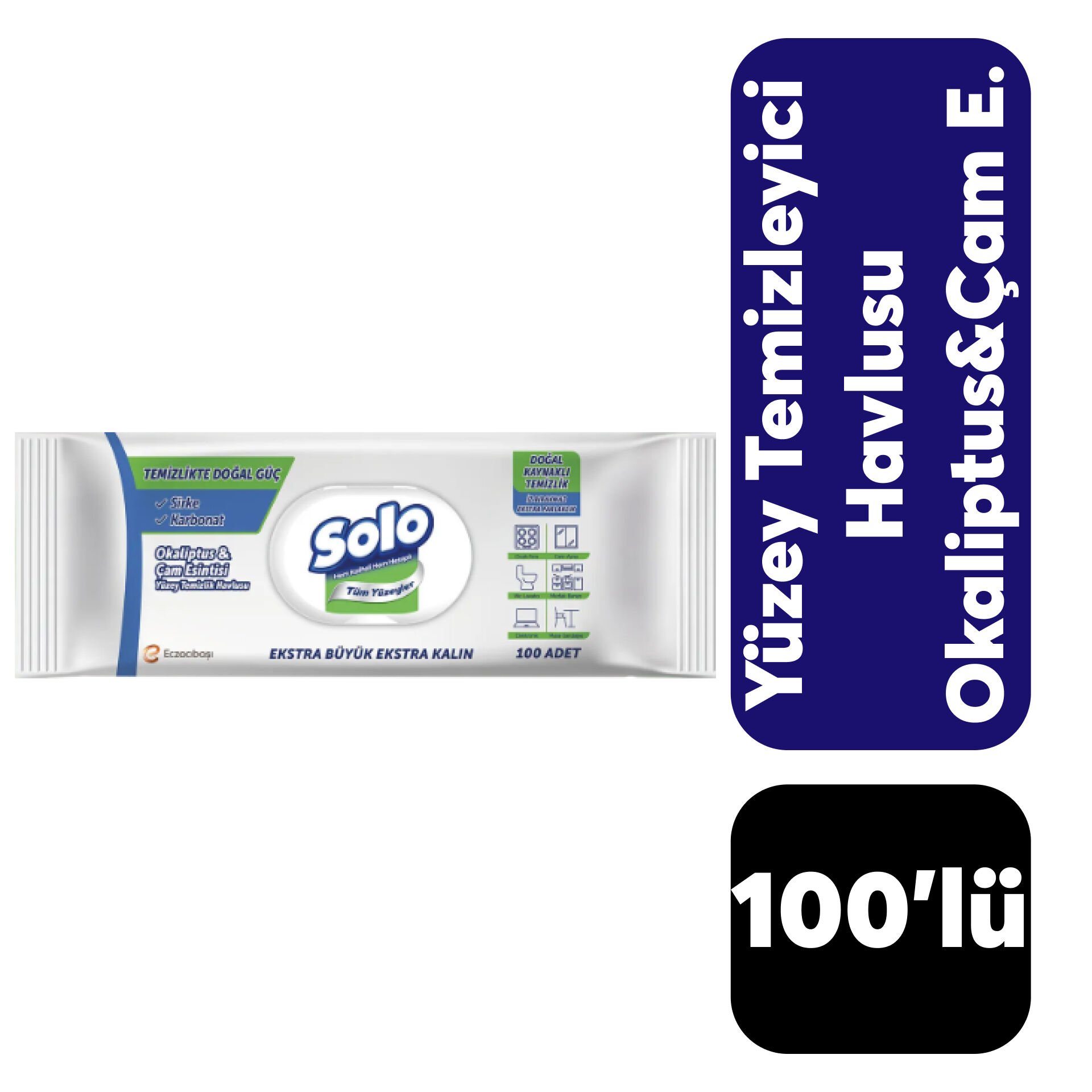 Yüzey Temizlik Havlusu Solo Islak 100’lü Okaliptus Çam Esintisi