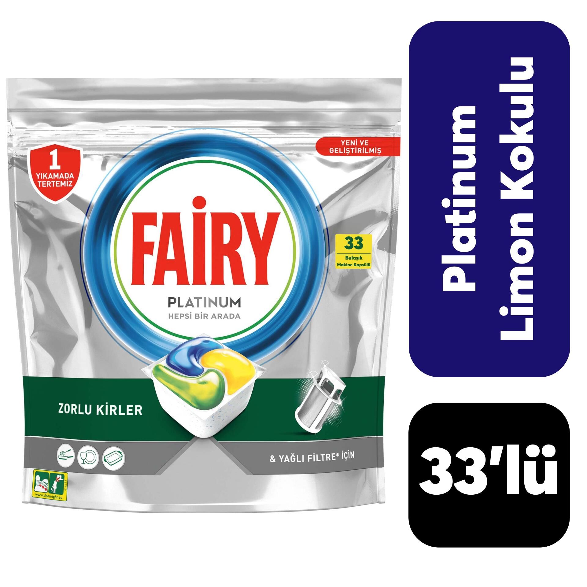 Fairy Platinum 33 Yıkama Limon Kokulu Tablet