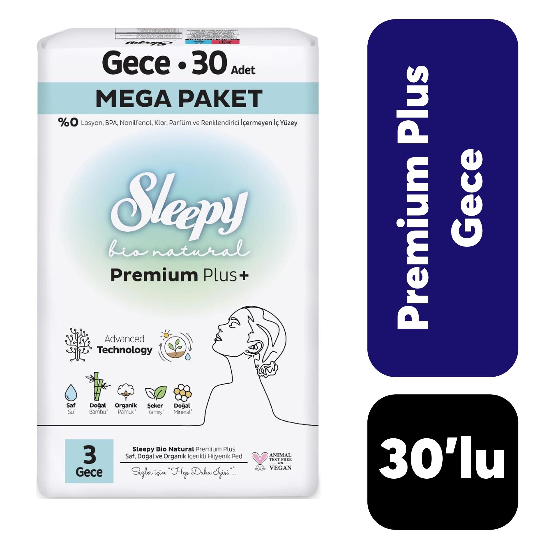 Sleepy Ped Bio Natural 4'lü Gece 30'lı