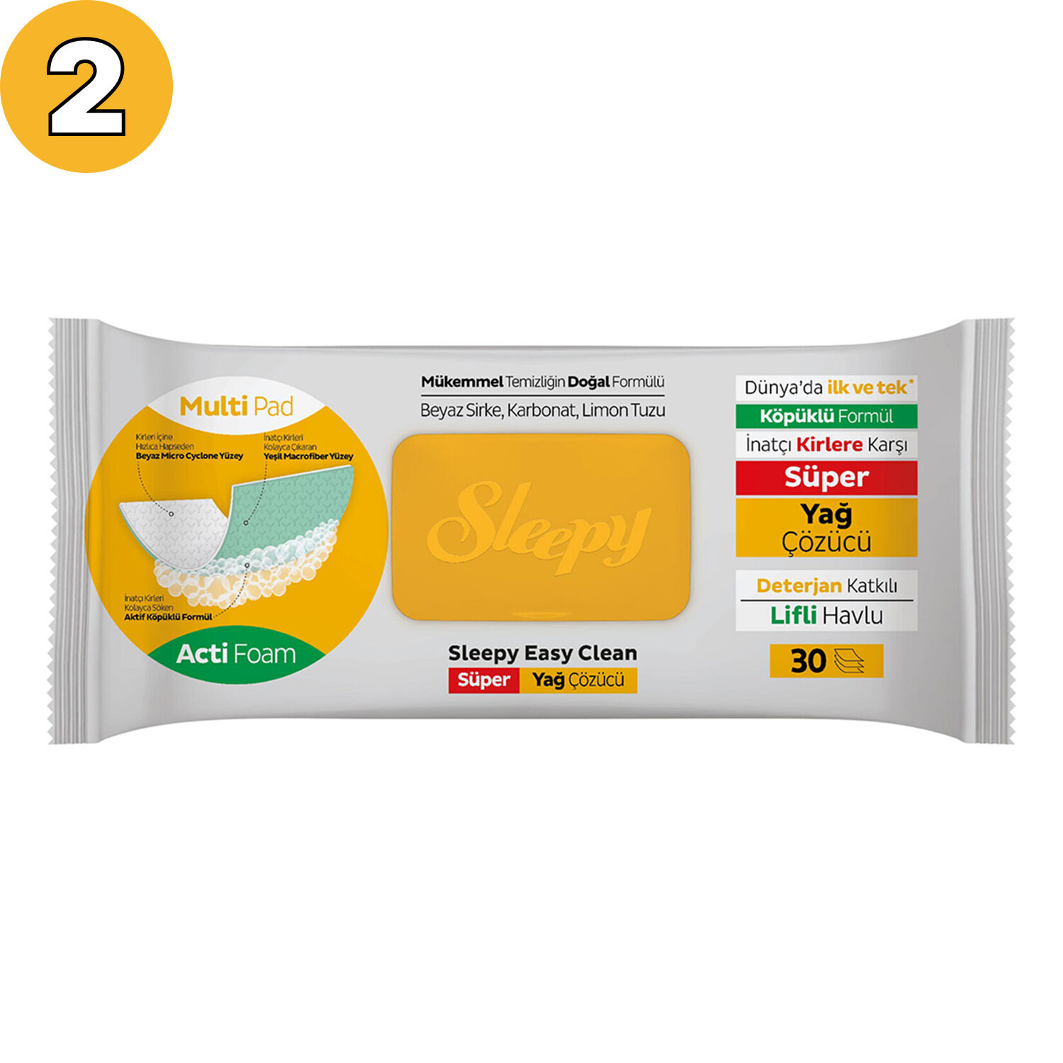 Yüzey Temizlik Havlusu Sleepy Islak Mop 30’lü Yağ Çözücü