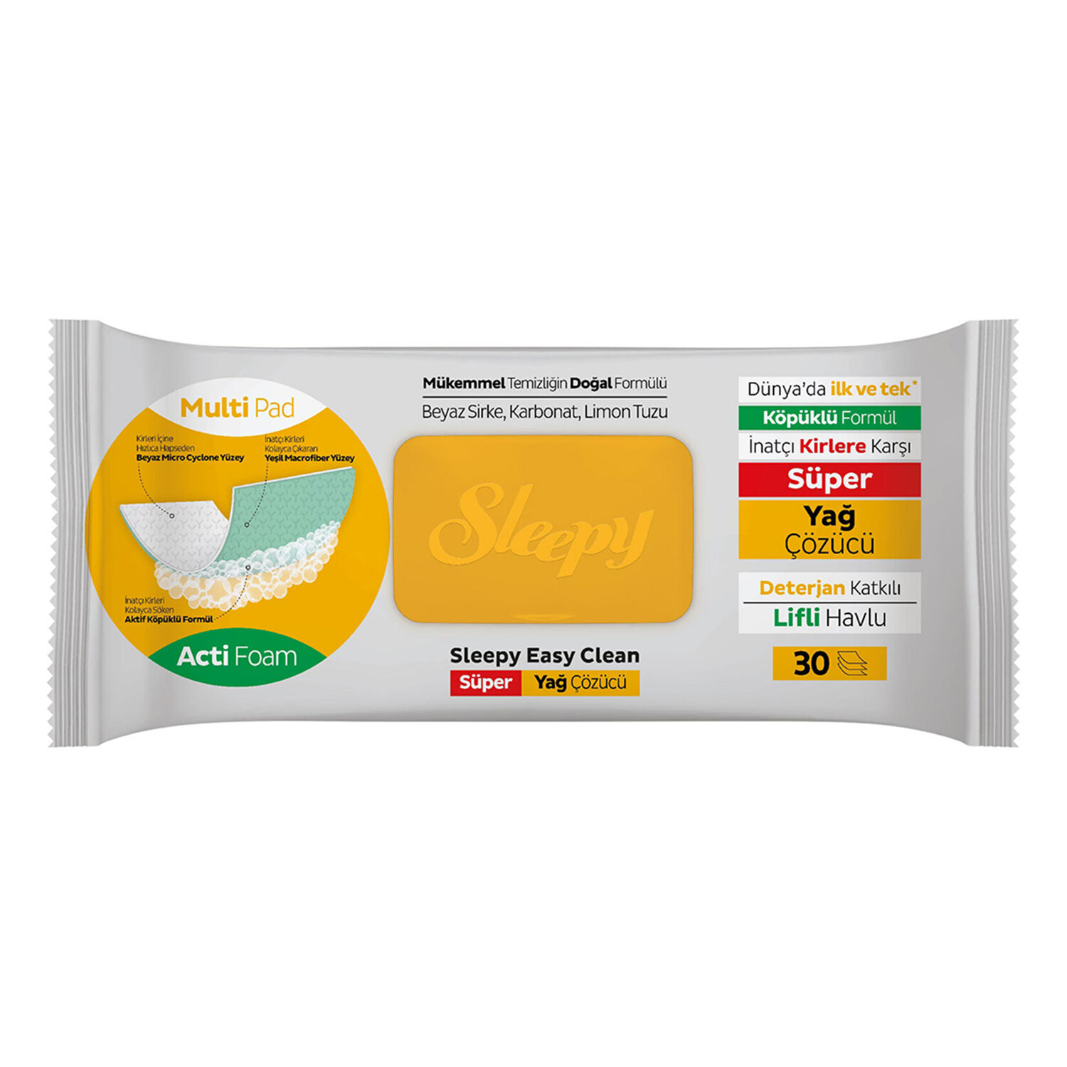 Yüzey Temizlik Havlusu Sleepy Islak Mop 30’lü Yağ Çözücü