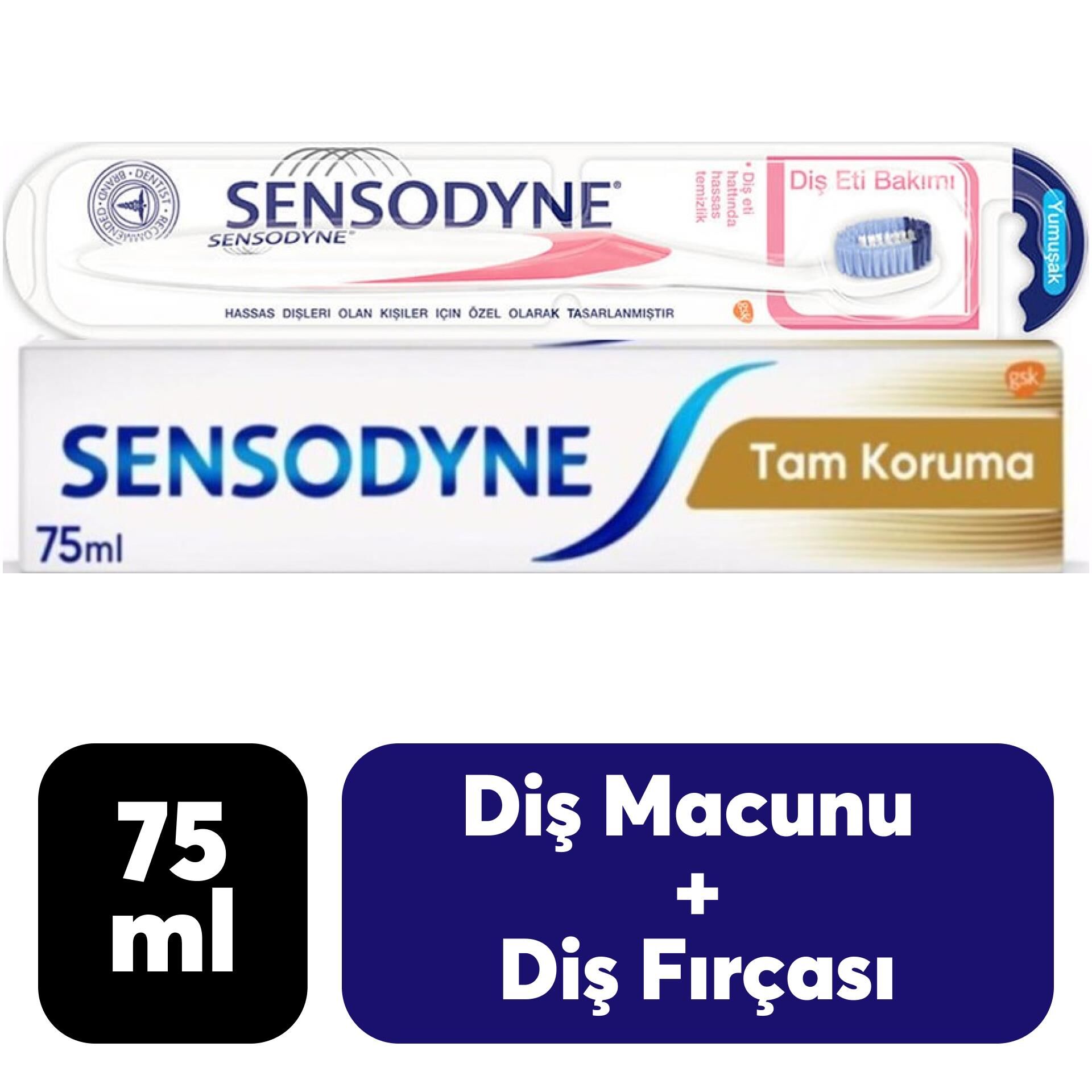 Diş Macunu Sensodyne 75 ml + Diş Fırçası Diş Eti Bakımı Total Care