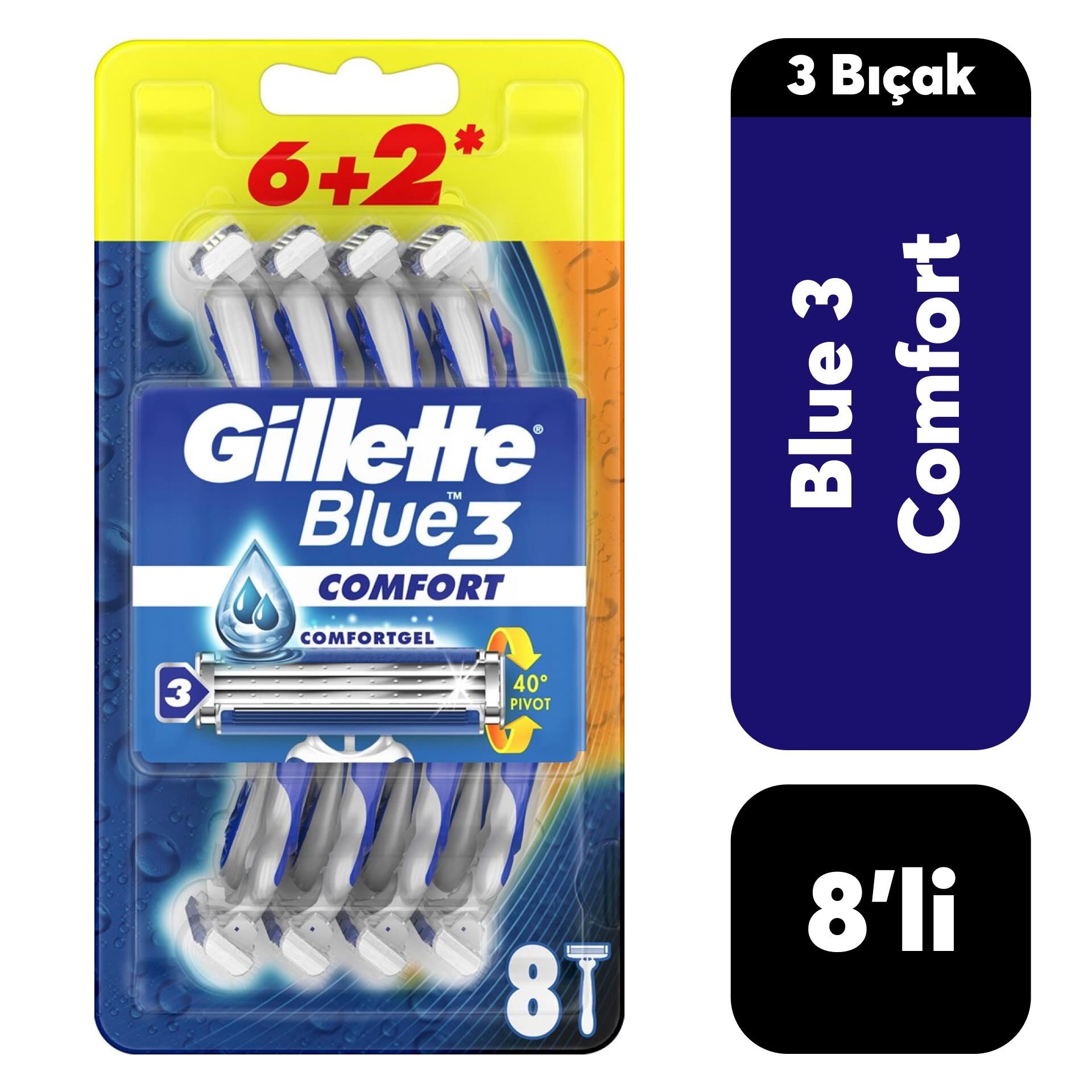 Poşet Gillette Tıraş Bıçağı Blue3 8'li Comfort