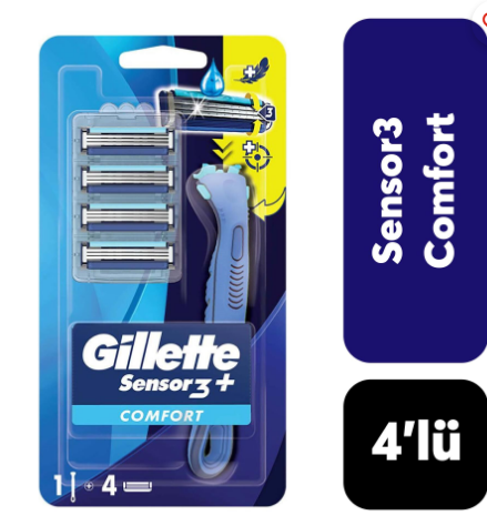 Poşet Gillette Tıraş Bıçağı Sensor3+ 4'lü Comfort