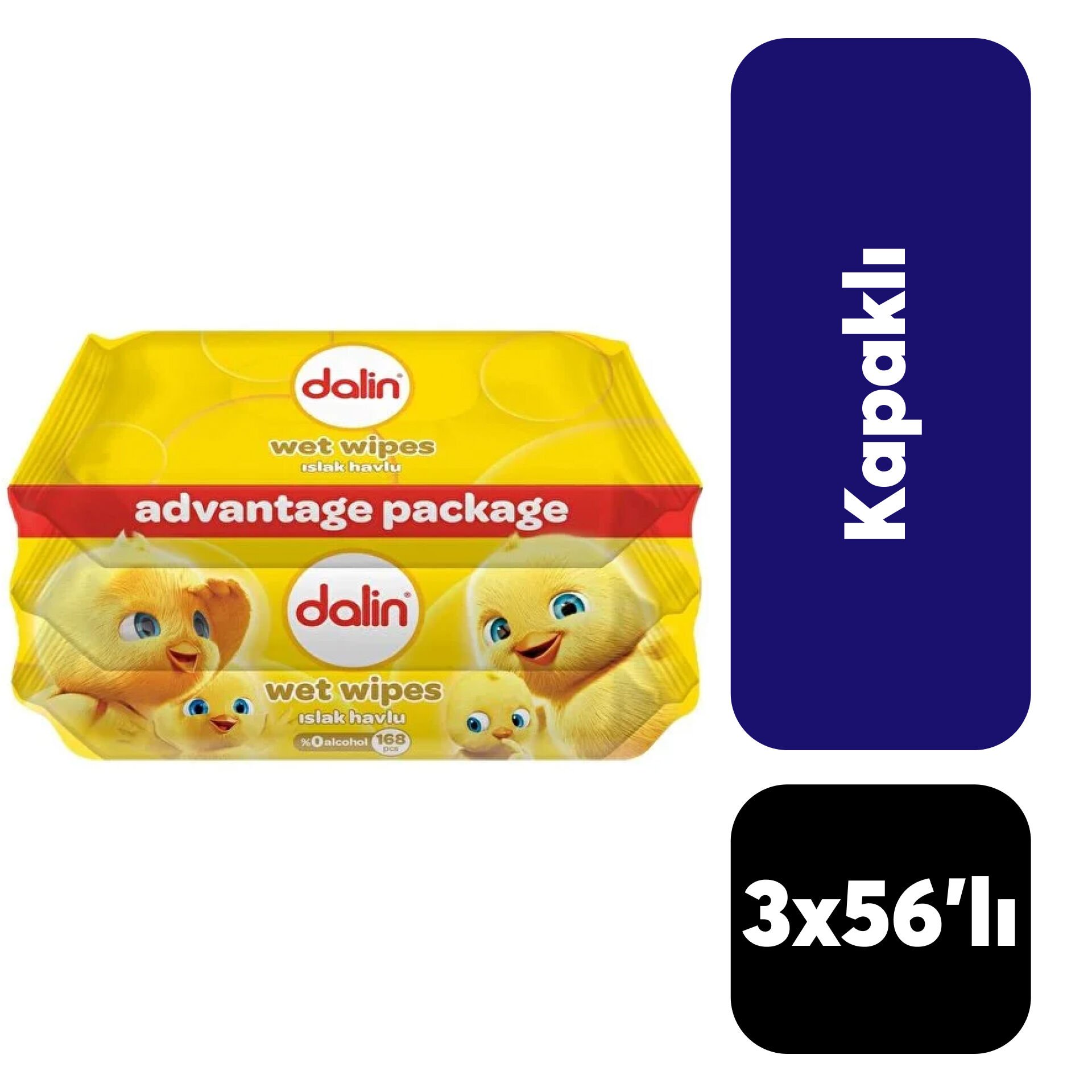 Islak Mendil Dalin Bebek 56 Yaprak 3'lü Paket Kapaklı
