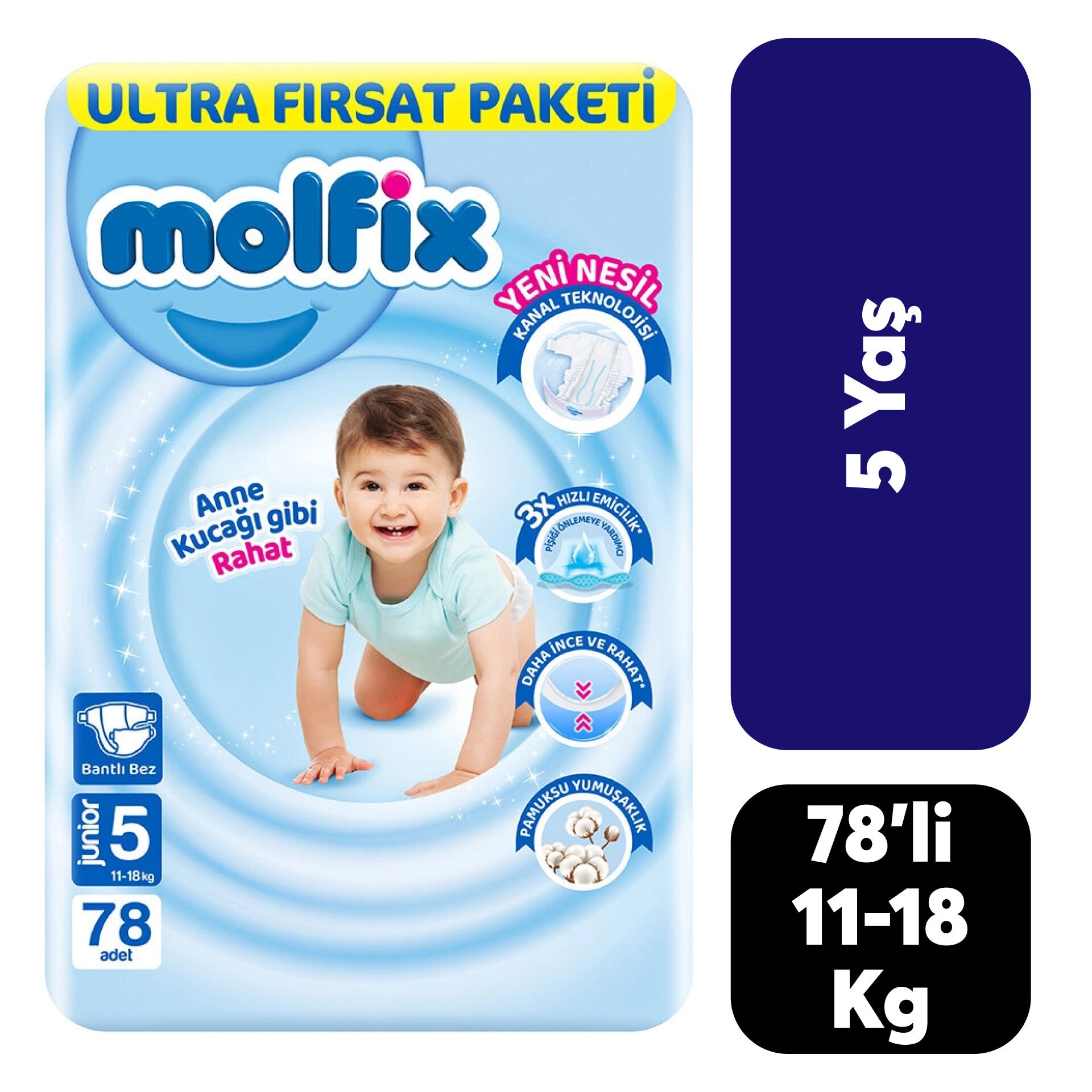 Bebek Bezi Molfix Junior No:5 8-18 KG