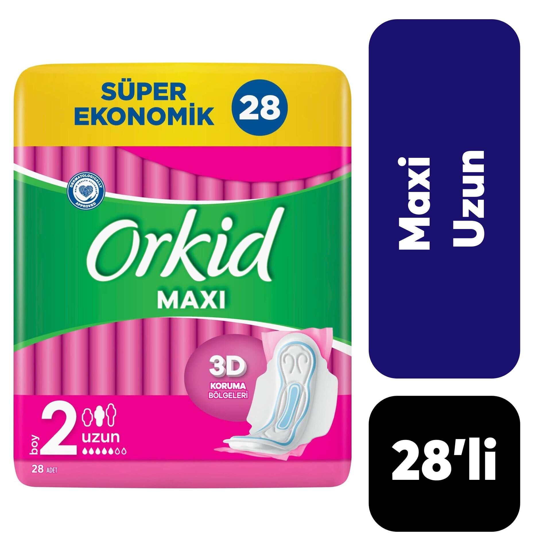 Orkid Ped Maxi Dörtlü Uzun 28'li