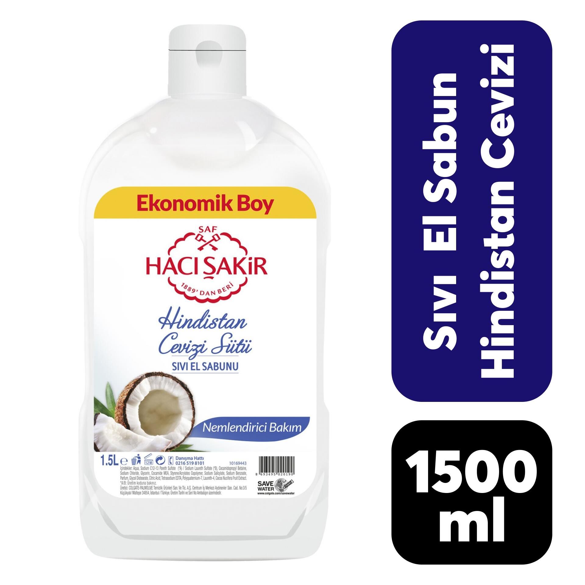 Sabun Sıvı Hacı Şakir 1500 ml Hindistan Cevizi