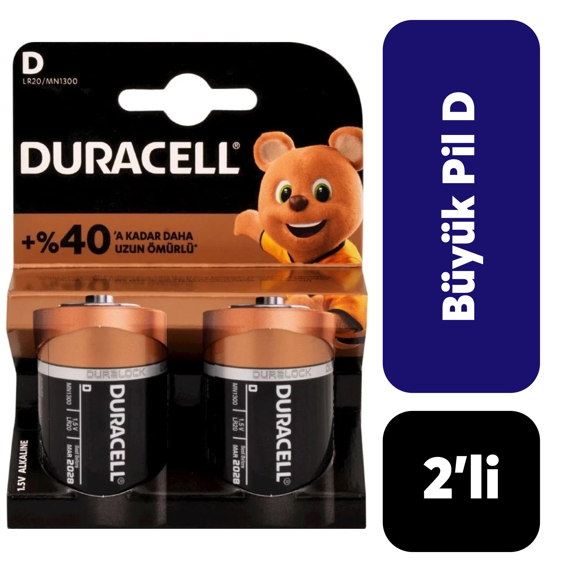 Duracell D Büyük Pil 2'li