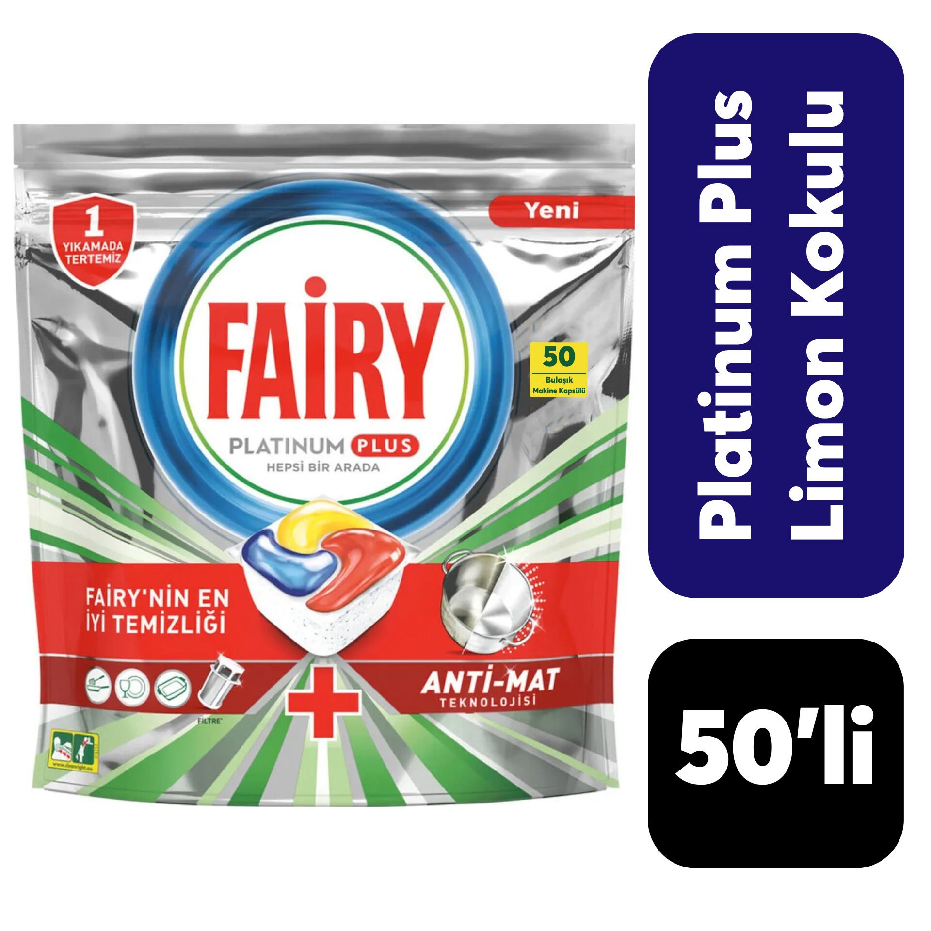 Bulaşık Tableti Fairy Platinum Plus 50’li Limon Kokulu