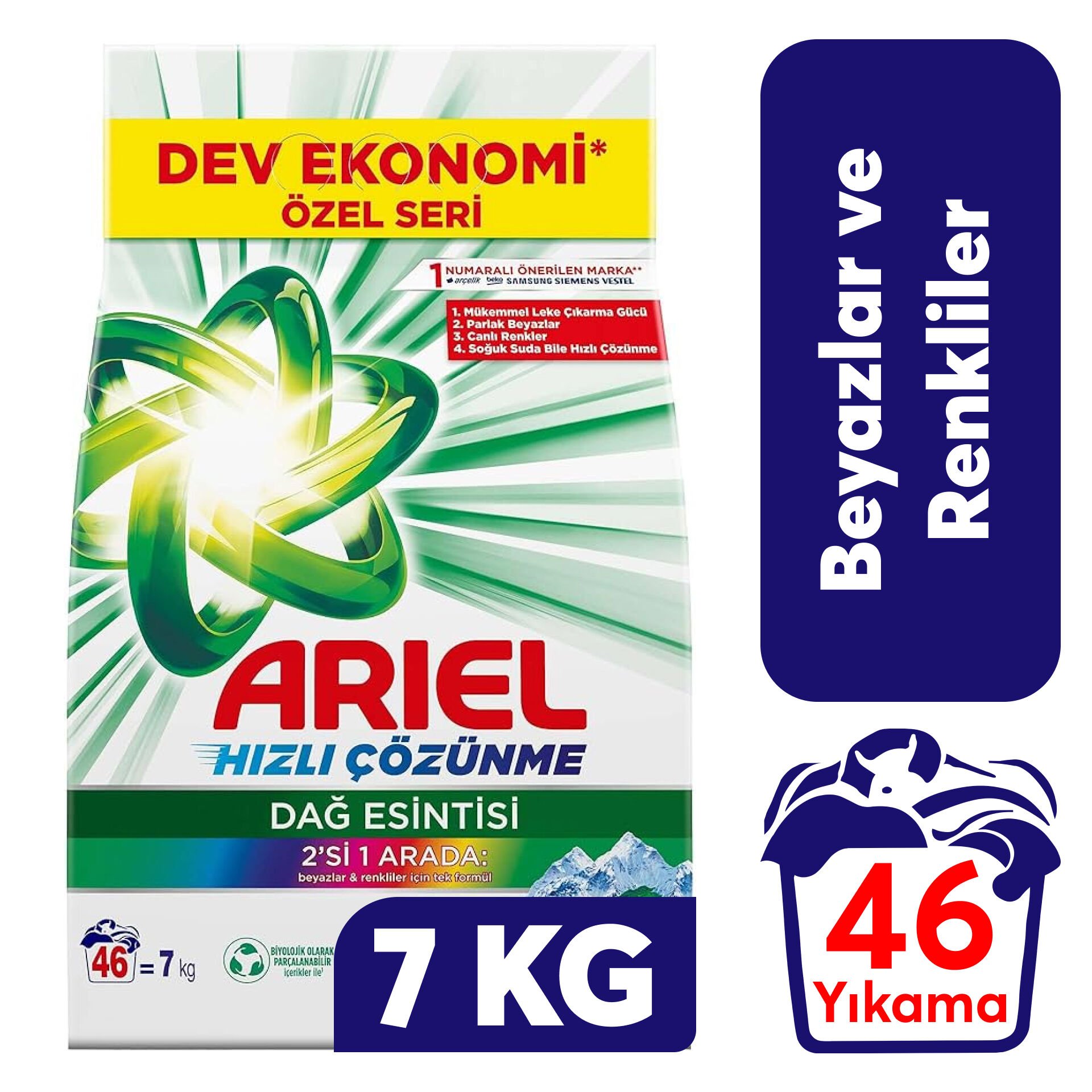 Toz Deterjan Ariel .7 Kg Dağ Esinitisi Beyazlar ve Renkliler