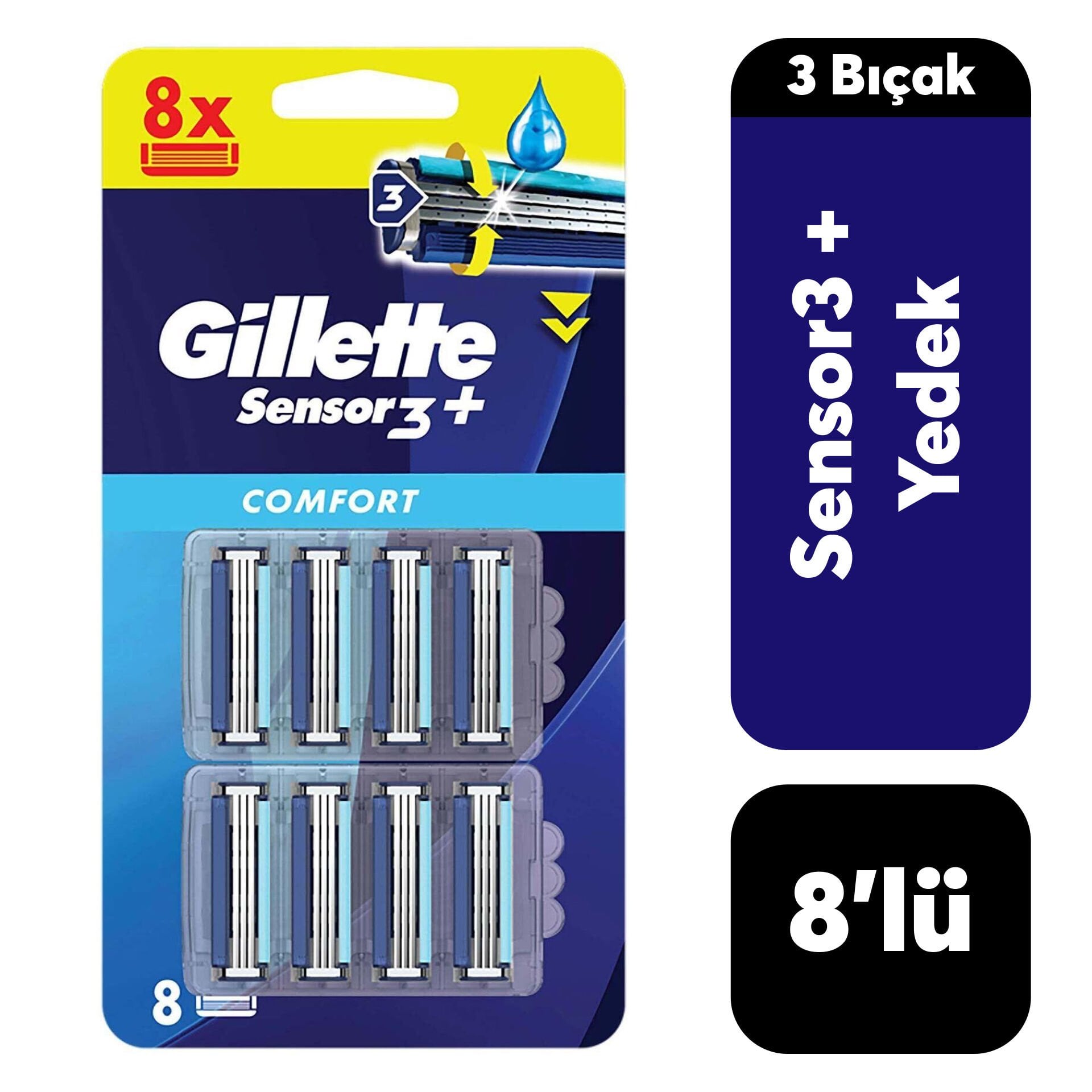 Yedek Gillette Tıraş Bıçağı Sensor3 8'li Plus Comfort